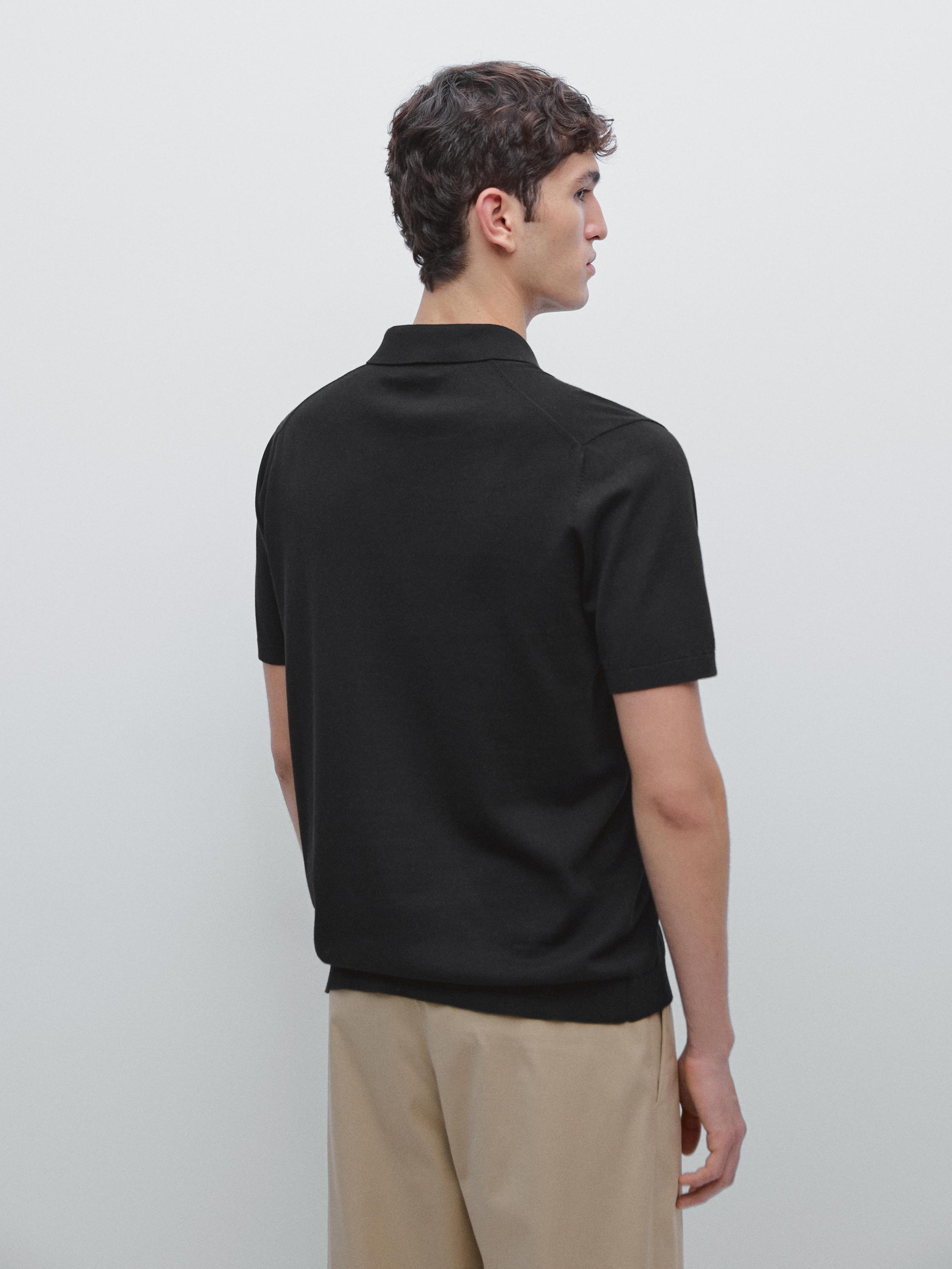 Short sleeve cotton knit polo shirt